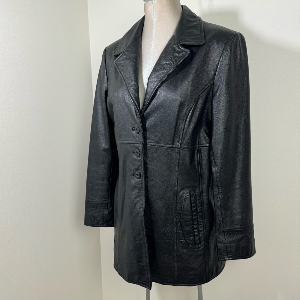 MAXIMA Wilsons Genuine Leather Jacket Mid Length 90s Y2K Size Large Black